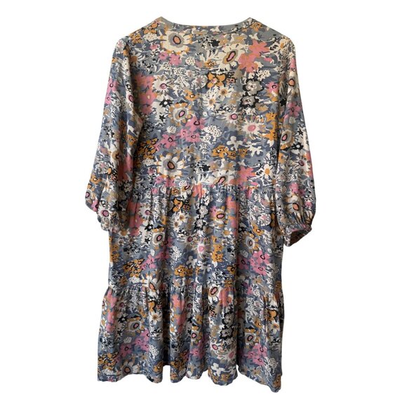 Natural Life Mini Floral Boho Long Sleeve Shirt Dress Size S Short Tunic Organic - Picture 7 of 12